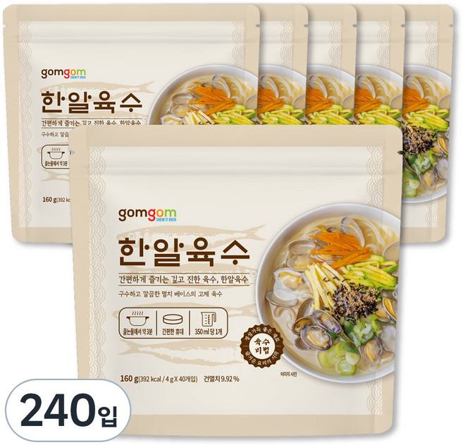 곰곰 한알육수 4g 40입, 160g, 6개