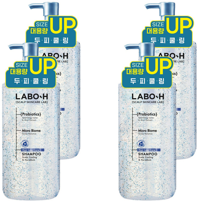 라보에이치 대용량 두피 쿨링 노세범 탈모 완화 기능성 샴푸, 610ml, 4개