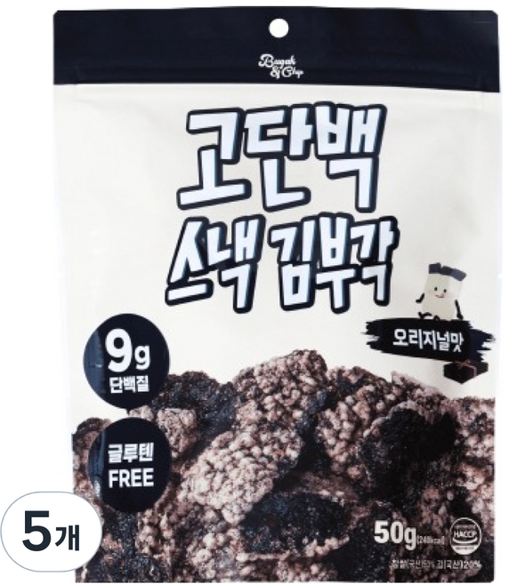 부각앤칩 고단백 스낵 김부각 오리지널맛, 5개, 50g