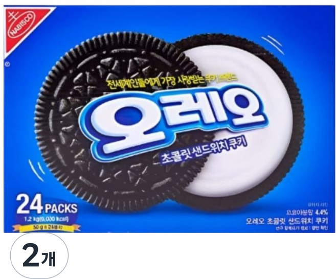 OREO 奧利奧 白奶油巧克力夾心餅乾 24入, 1.2kg, 2個