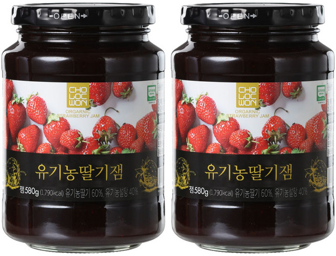초록원 유기농 딸기잼, 580g, 2개