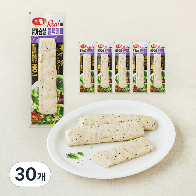 하림 리얼바 닭가슴살 블랙페퍼, 70g, 30개