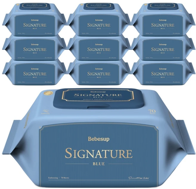 베베숲 시그니처 블루 유아물티슈 캡형, 75g, 70매, 10개 - 쿠팡