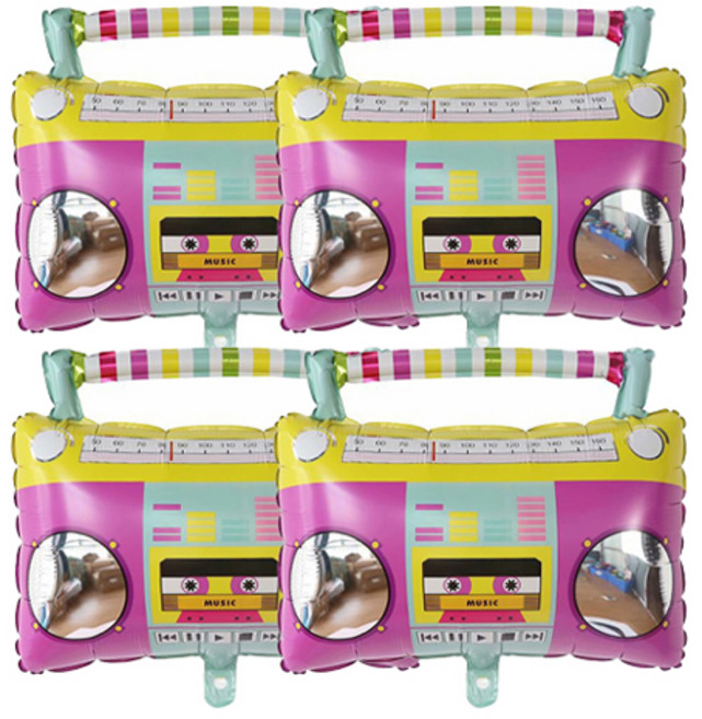 타이탄 프리미엄 생일 파티 미러볼 풍선, 라디오, 4개