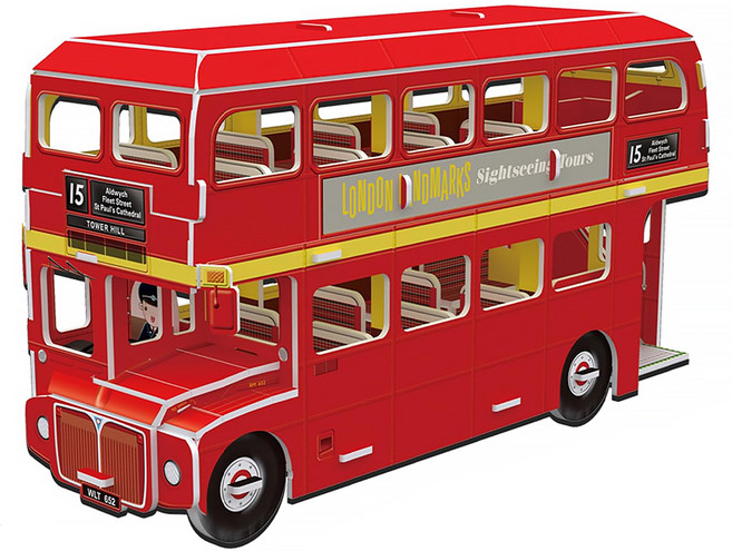 CubicFun 3d立體拼圖-雙層巴士 99, 紅色, 57片, 1入