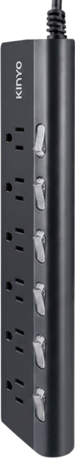 Kinyo 6開6插三角延長線 3孔 CGTM366-6, 1.8m, 銀色, 1條