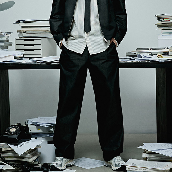 마인드브릿지 남성용 꾸뛰르 와이드 원턱 밴딩팬츠 MZPT2170