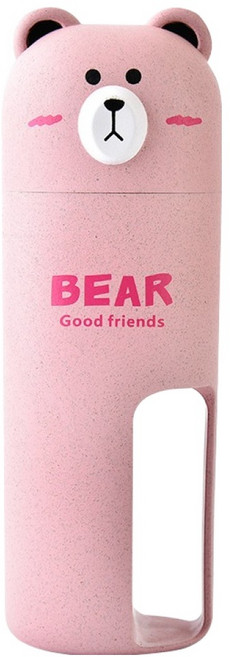 더자카 파스텔 곰돌이 칫솔 케이스, 핑크, 1개