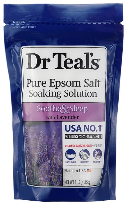 닥터틸즈 퓨어 엡섬 솔트 소킹 솔루션 위드 라벤더, 450g, 1개 - 쿠팡