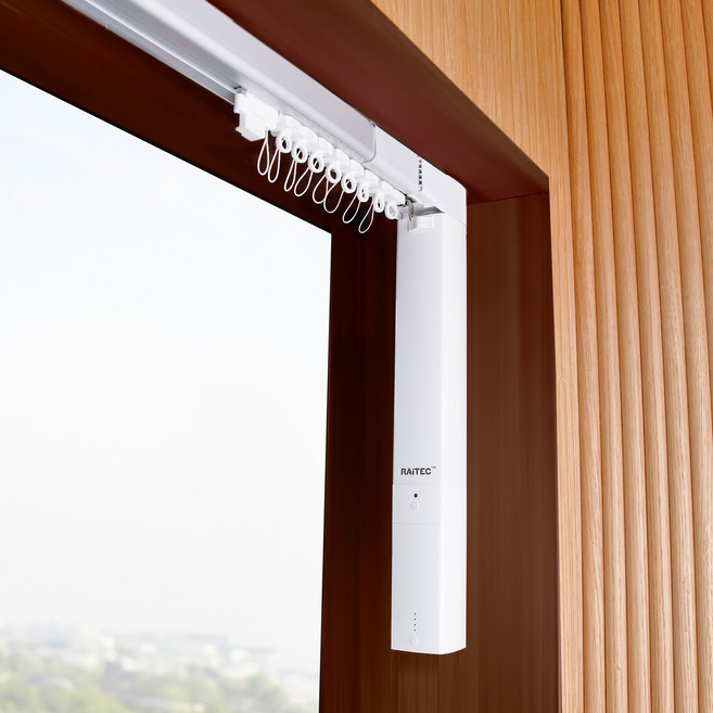RAiTEC nuguna 프리미엄 스마트 전동커튼 레일 세트 방문설치, 블랙(리모컨)