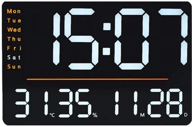 萬年曆LED電子掛鐘 DS-6653, 橘色