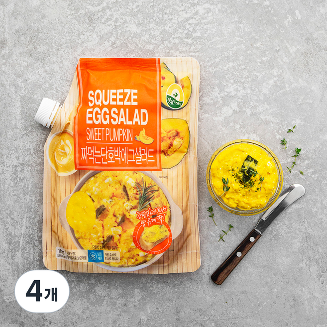 풍요한아침 짜먹는 단호박 에그샐러드, 1kg, 4개