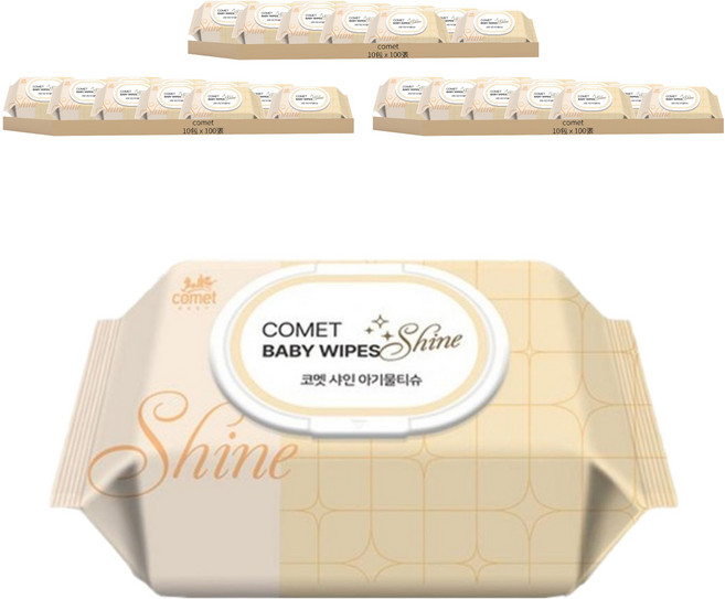 comet Shine系列 嬰幼兒濕紙巾 掀蓋式, 100張, 30包