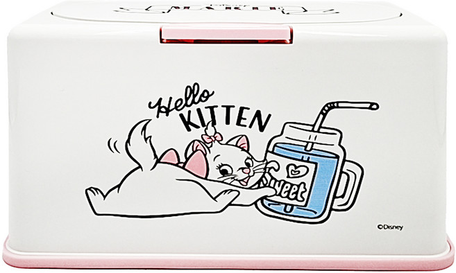 Disney 迪士尼 桌面彈蓋垃圾桶 貓狗系列, 搖尾瑪麗貓 白色