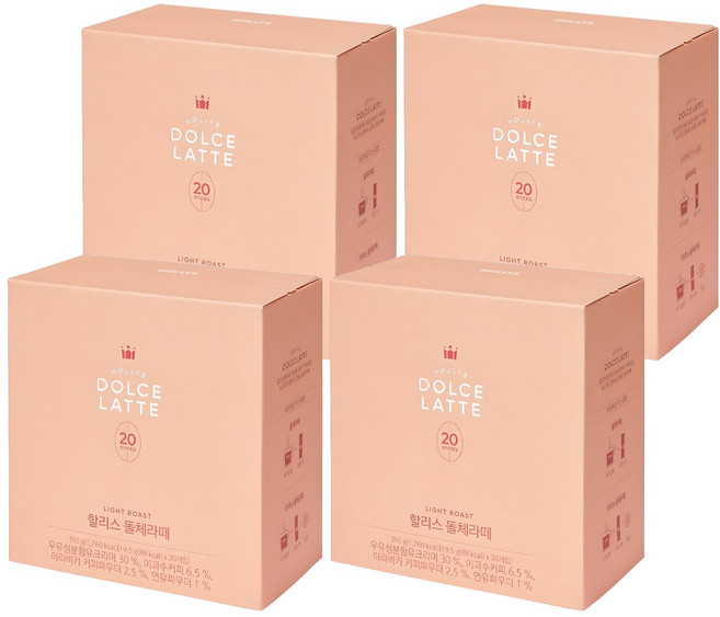 HOLLYS 煉乳拿鐵咖啡沖泡粉隨身包, 19.5g, 20條, 4盒