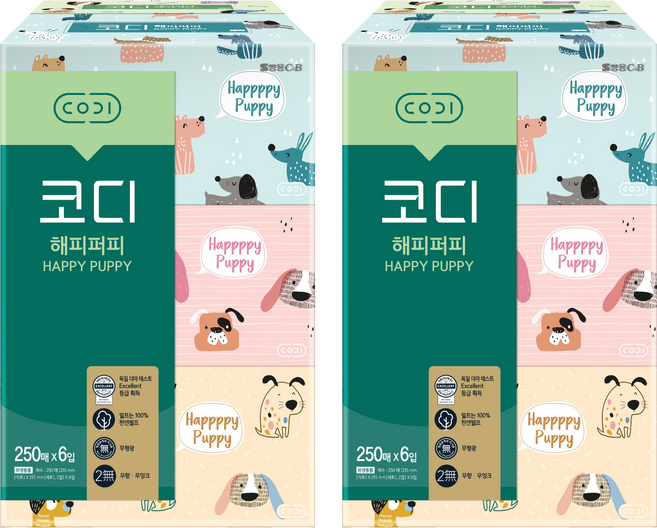 코디 해피퍼피 미용티슈, 12개, 250개입