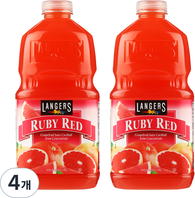 랭거스 루비레드 자몽 주스, 1.89L, 4개