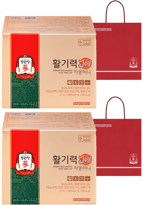 정관장 정품 활기력 JOY+쇼핑백, 20ml, 60개