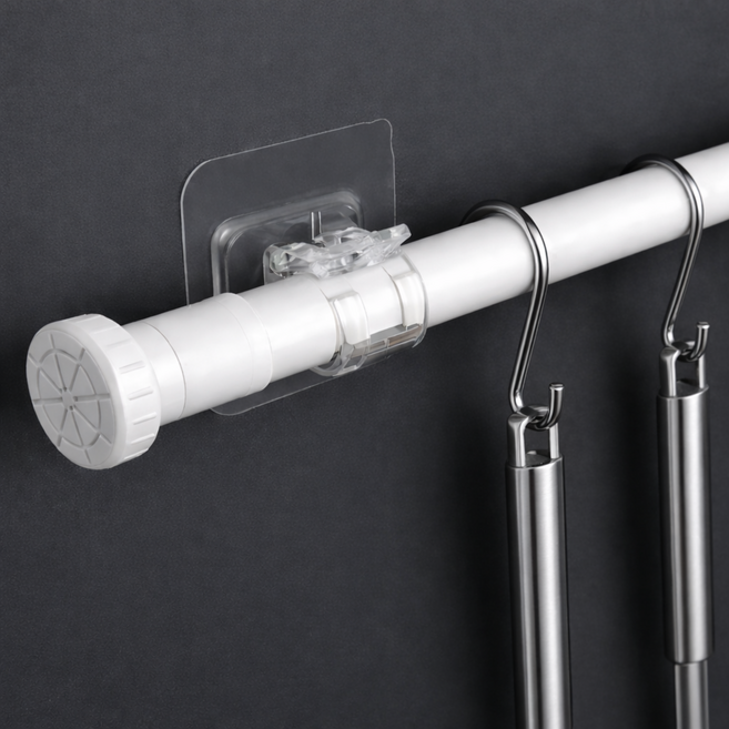 리빙홈디테일 홈 부착식 압축봉 ABS 브라켓, 투명, 4개