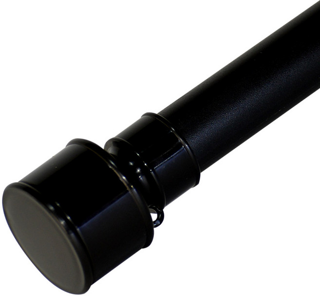 썬데코 25mm 커튼봉 뉴캡 + 조절 브라켓 세트, 블랙