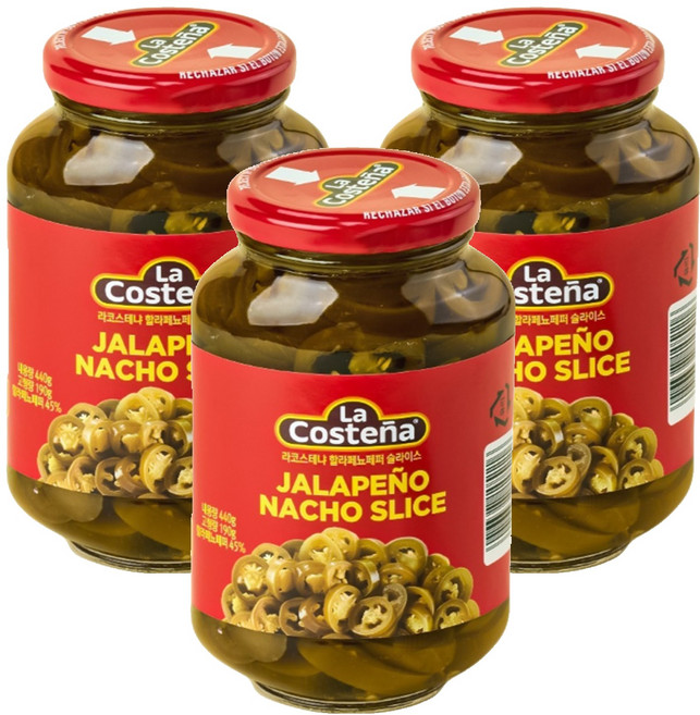 라코스테냐 할라페뇨 페퍼슬라이스, 440g, 3개