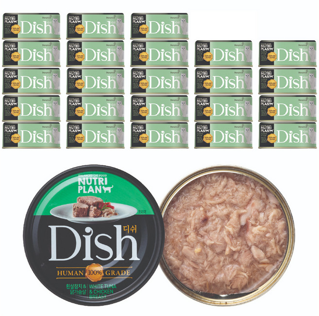 동원뉴트리플랜 디쉬 고양이 캔, 혼합맛(흰살참치/닭가슴살), 85g, 24개