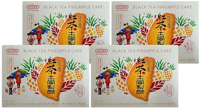 惠香 台灣造型日月潭紅茶土鳳梨酥禮盒 10顆, 350g, 4盒