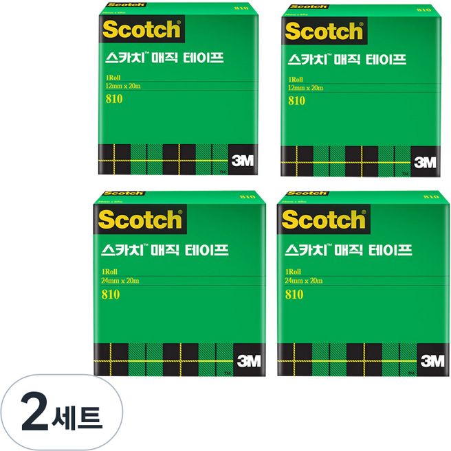 3M Scotch 隱形膠帶補充包 12mm*20m 2入+補充包 24mm*20m 2入, 混合色, 2套