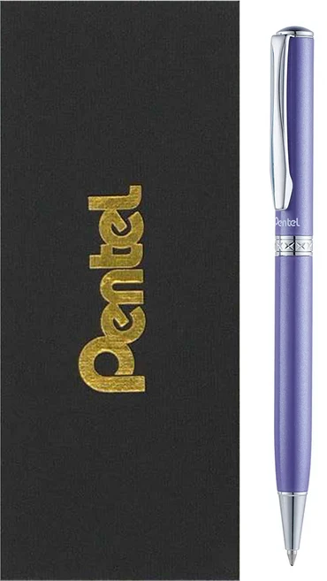 Pentel 飛龍文具 原子筆 附高級筆盒 B811V-AT, 金屬紫軸, 1支