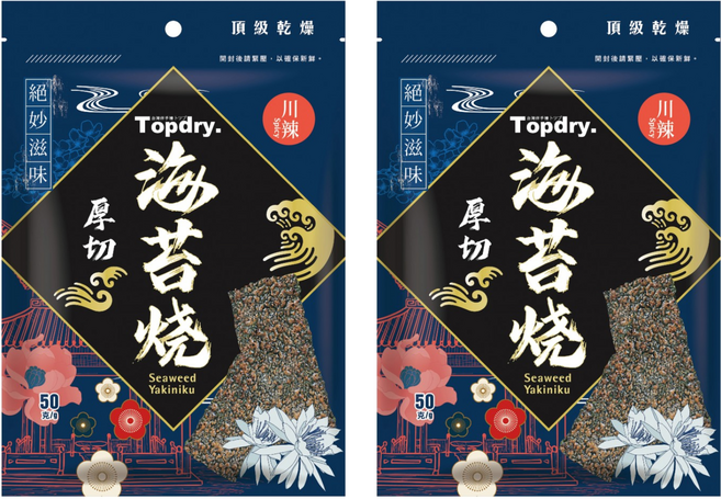 TOPDRY 頂級乾燥 厚切海苔燒 川辣, 50g, 2包