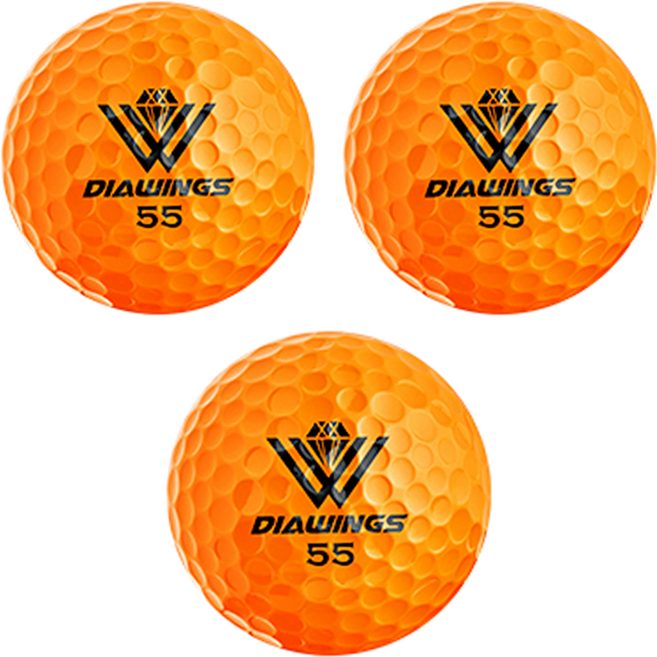 DIAWINGS 距離高爾夫球 2層 M3, 橘色, 3入, 1個