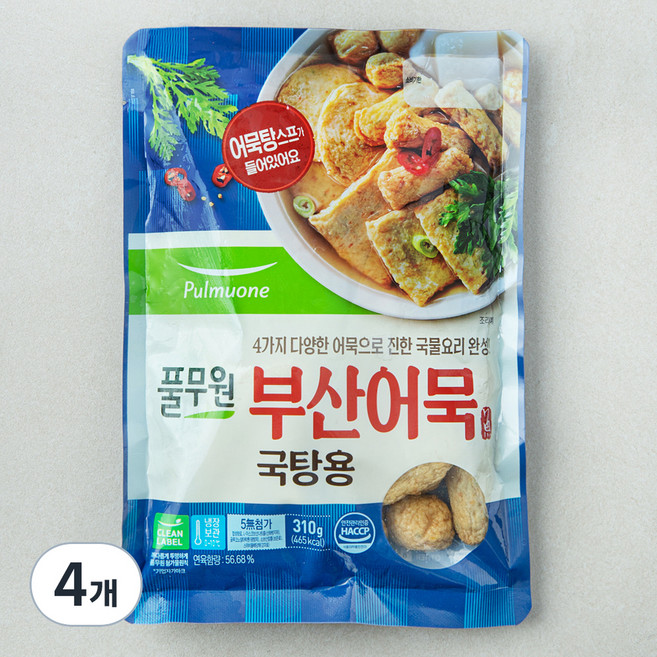 풀무원 부산어묵 국탕용, 310g, 4개