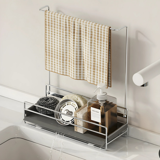 주방 싱크대 스텐 물빠짐 수세미 행주 고무장갑 걸이, 1개