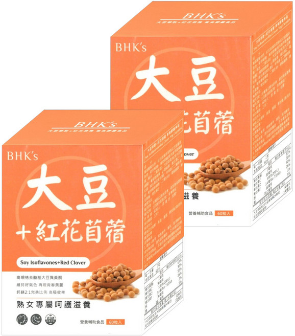 BHK's 大豆萃取 + 紅花苜蓿膠囊 60顆, 80g, 2組