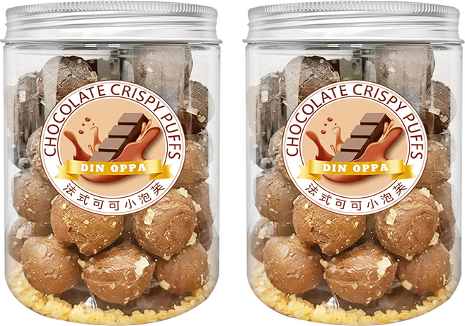 DIN OPPA 法式可可小泡芙, 80g, 2罐