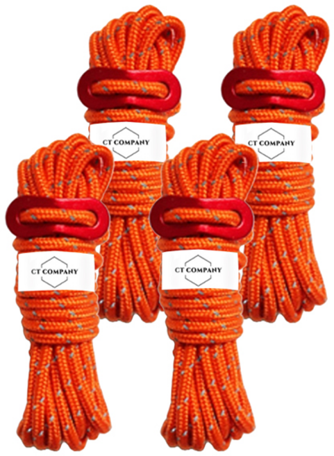 씨티컴퍼니 캠핑 감성 반사 로프 4세트, 오렌지