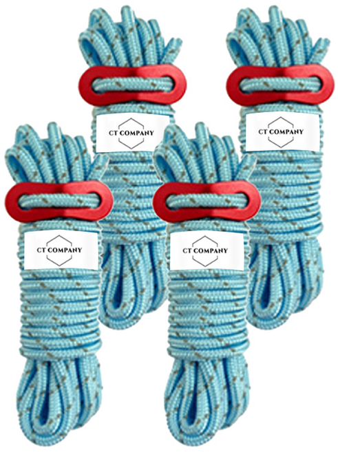 씨티컴퍼니 캠핑 감성 반사 로프 4세트, 스카이블루