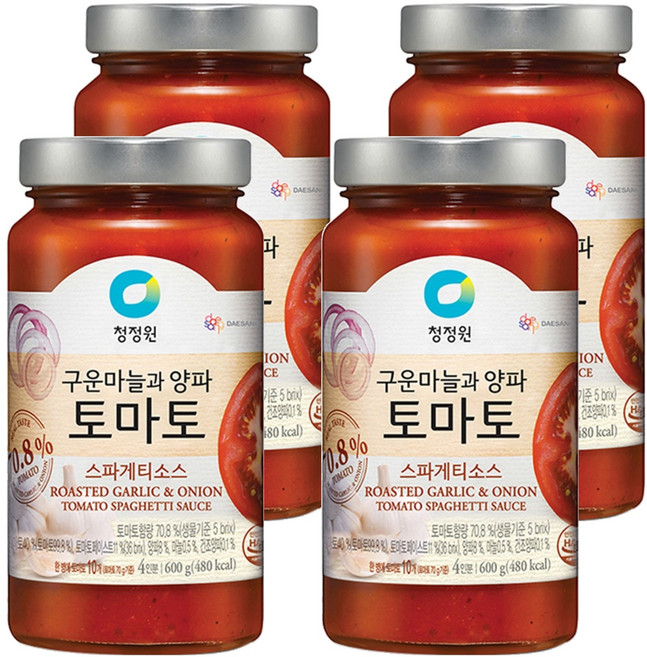 청정원 구운마늘과 양파 토마토 스파게티소스, 600g, 4개