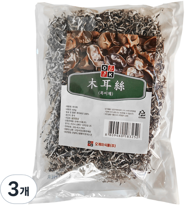 OKFOOD 乾木耳絲, 3個, 600g