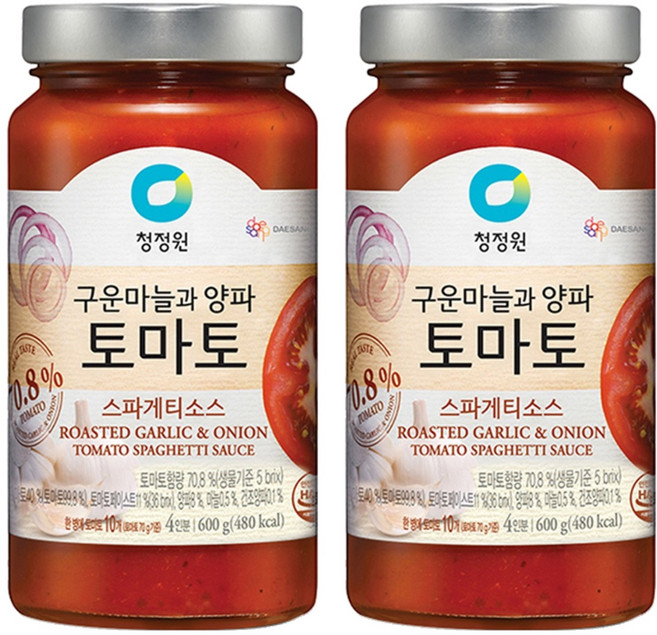 청정원 구운마늘과 양파 토마토 스파게티소스, 600g, 2개