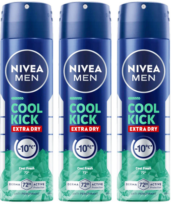 NIVEA 妮維雅 MEN 台灣公司貨 瞬間酷涼系列 男士止汗爽身噴霧 柑橘, 150ml, 3瓶