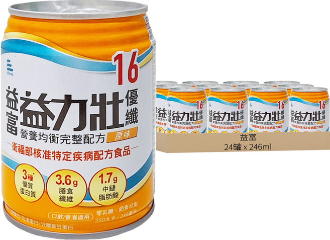 益富 優纖16營養均衡完整配方 原味, 246ml, 24罐