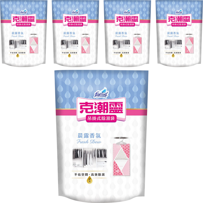 farcent 花仙子 克潮靈 吊掛除濕袋 晨露香氛 2入, 5包