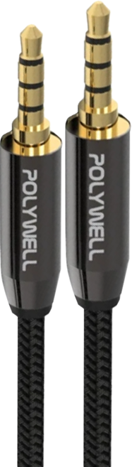 POLYWELL 寶利威爾 3.5mm AUX音源線 三環四節 公對公 BRAID版, PW15-W52-B001, 1條