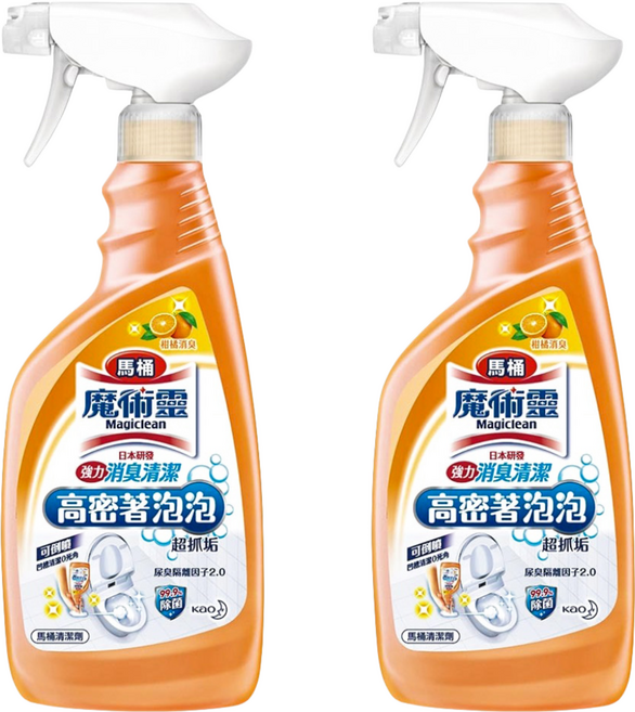 Kao 花王 Magiclean 魔術靈 台灣公司貨 高密泡馬桶清潔劑 噴槍式 柑橘消臭, 500ml, 2瓶