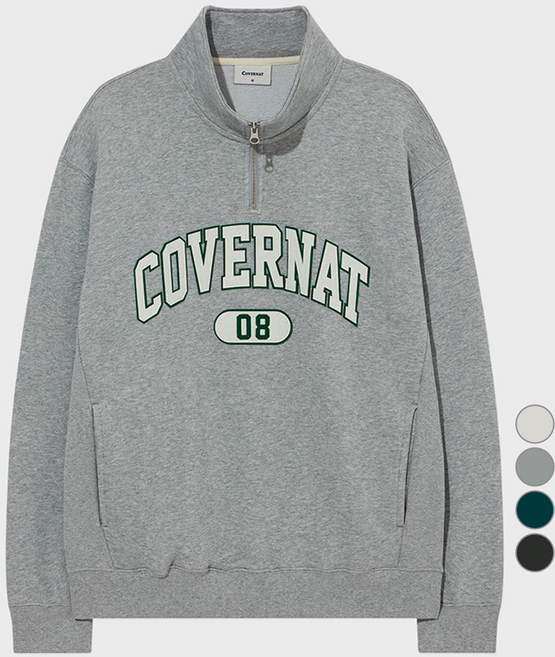 커버낫 남녀공용 아치로고 하프집업 맨투맨