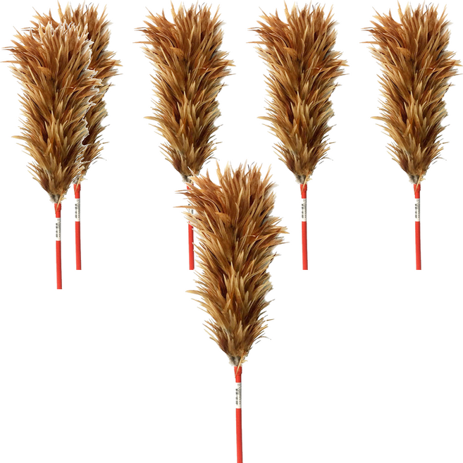 雞毛撢 尺4, 6支, 棕色 + 紅色