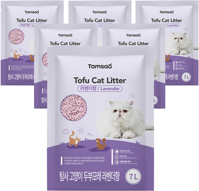 탐사 고양이 두부모래 7L (약 2.8kg), 6개, 라벤더향