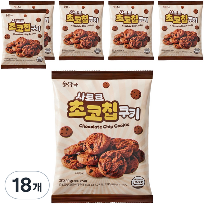 꿀이구마 사르르 초코칩쿠키, 80g, 18개