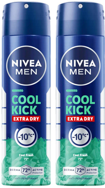 NIVEA 妮維雅 MEN 台灣公司貨 瞬間酷涼系列 男士止汗爽身噴霧 柑橘, 150ml, 2瓶